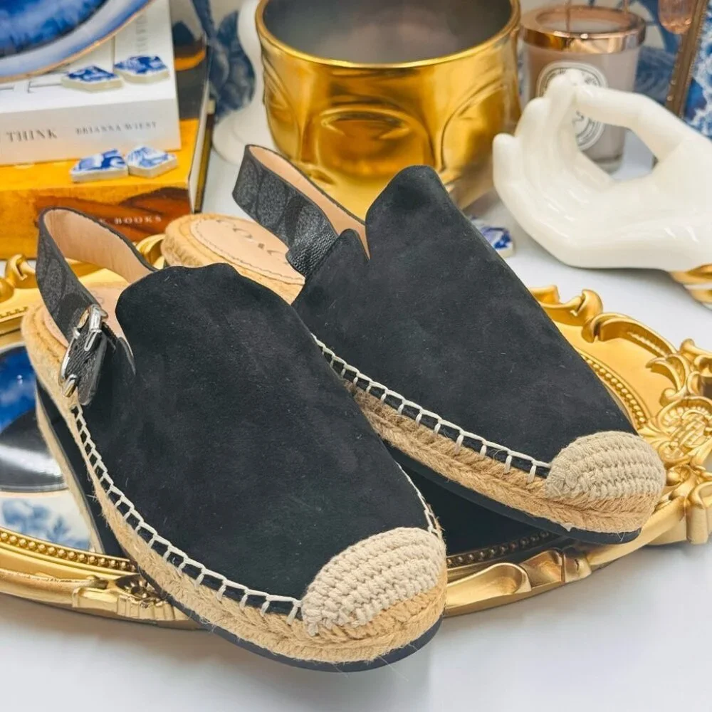 🆕 COACH 🧿 NWOT Black Suede Candice Espadrille - Size US 6